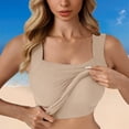 thumbnail image 2 of Aoiroe Womens U Neck Shapewear Built-in Bra Tank High Strechy Sleeveless Slim Fit Tops Camisole Workout Tops Beige 3XL, 2 of 8