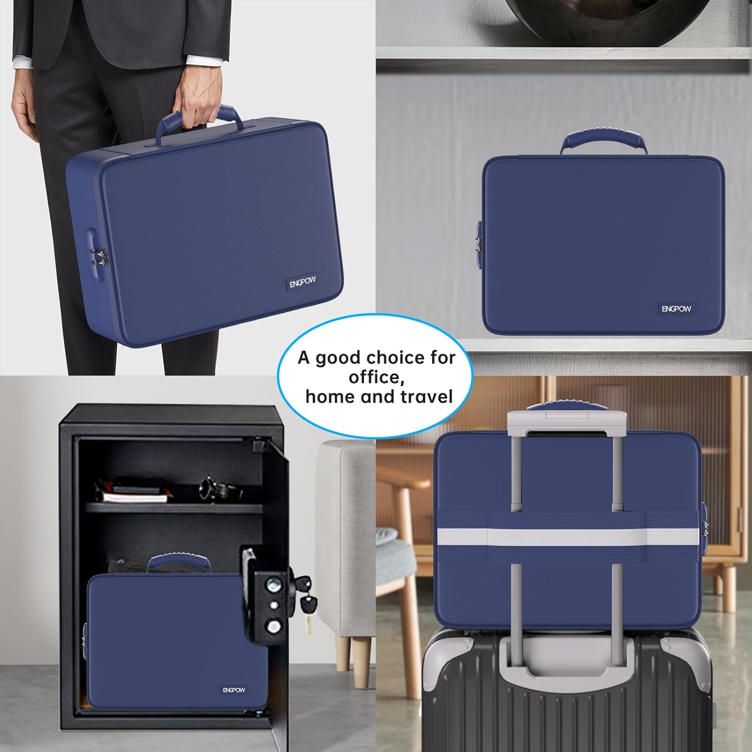 5200℉ Fireproof File Organizer Bag with 13 Pocket Accordion File Folder,Document Organizer Box with Lock&Labels,Multi-Layer Portable Home Travel Safe Storage Box for Important Documents,Blue