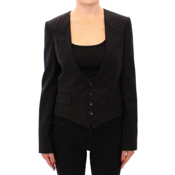 Dolce Gabbana Black Silk Scarf Back Blazer Jacket