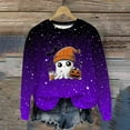 thumbnail image 2 of DOSUKRAI Womens Halloween Sweatshirts Spooky Season Funny Long Sleeve Graphic Crewneck Pullover Tops Cute Ghost Sweater Black,XXL, 2 of 9