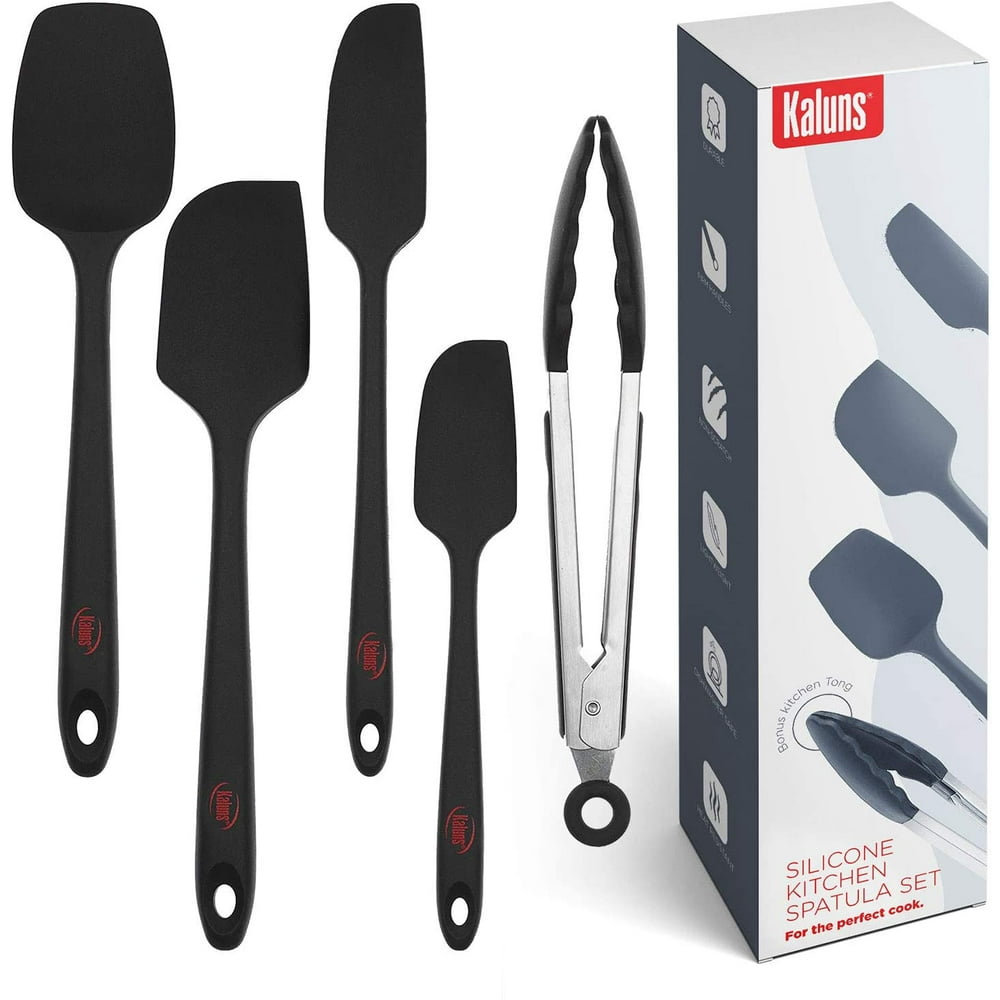 Kaluns 5Piece Spatula set Black Includes 4 Silicone Spatulas and One 9