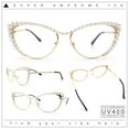 thumbnail image 2 of Womens Luxe Pearl Jewel Trim Classic Cat Eye Metal Rim Sunglasses Gold - Clear, 2 of 8