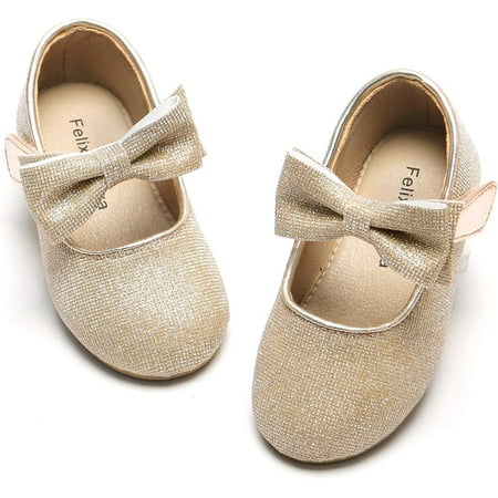 

QWZNDZGR Toddler Flower Girl Dress Shoes - Girl Ballet Flats Party School Shoes Wedding