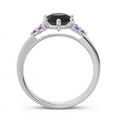 thumbnail image 4 of 2.15 Carat Round Cut Black Onyx & Amethyst Gemstone Fancy Ring for Birthday Gift 14K White Gold Size 9.5 by Diamond-Capitals, 4 of 7