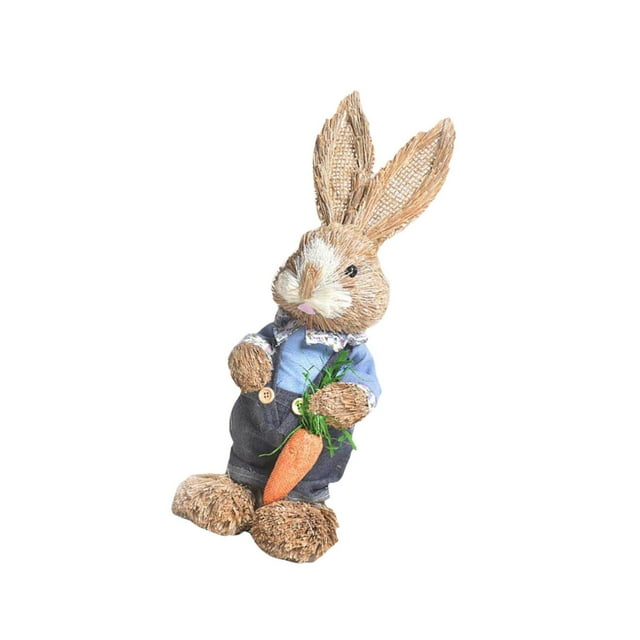 Artificial Straw Cute Bunny Standing Rabbit rabbit easter Home Garden Decoration C