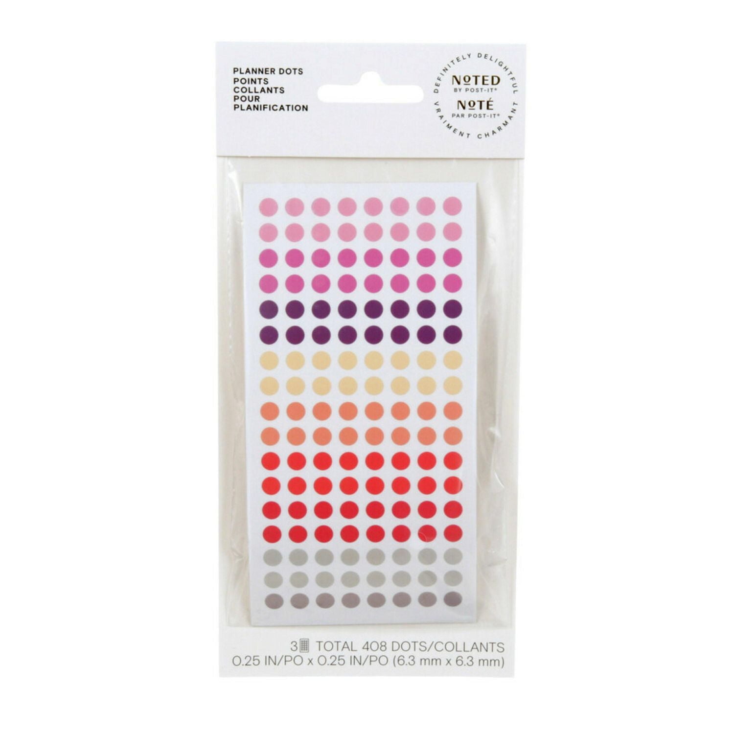Points collants pour planification Noté par la marque Post-it®, roses et violets, 0,25 x 0,25 po, 408 points/paquet