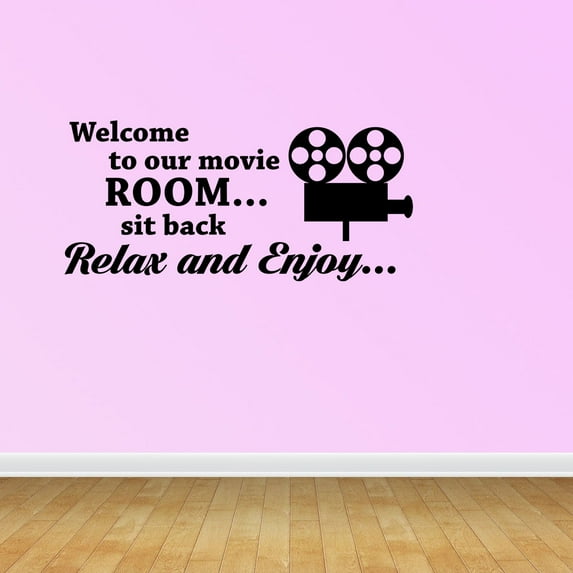 Welcome to Our Movie Room Sit Back Relax Enjoy Decal Theatre Room Lettering Decals Stickers PC241-L