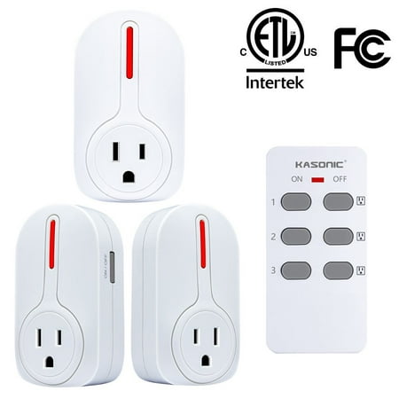 Kasonic Smart Home Remote Control Outlet Multi-Purpose Combo Set 3 Electrical Outlets + 1 Remote Perfect for Household Appliances and Devices