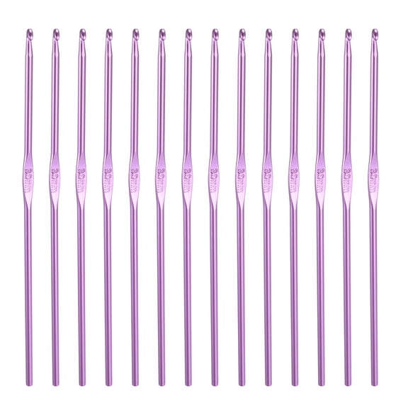 Uxcell Crochet Hook Set, 14Pcs 3mm Aluminum Ergonomic Crochet Needle Light Purple