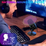 ONIKUMA USB Gaming Microphone for PC/PS5, Condenser Streaming Mic with Noise Cancellation, Mute Button & RGB Light for Podcast, Twitch, Discord & YouTube
