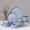 Reactive Blue-Round-18pcs for 6, variant on Speckled White Bowls Type-16pcs for 4 Stoneware Dinnerware Set