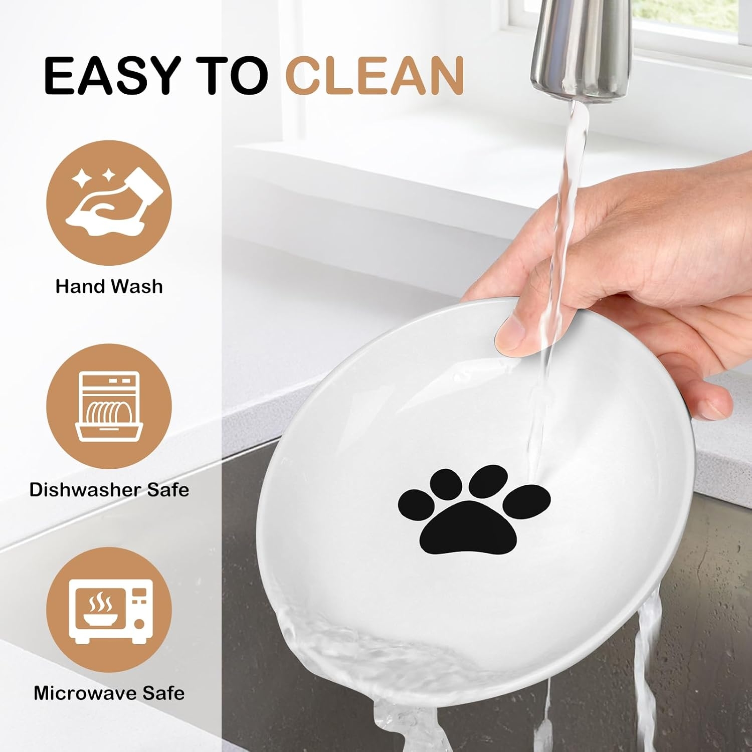 4 Pack Ceramic Cat Food Bowls, 5.9 Inch Ceramic Cat Dishes Set for Indoor Cats and Small Dogs, Anti Whisker Fatigue Kitten Bowls, Wide Shallow Kitten Plates for Food and Water
