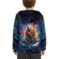 thumbnail image 4 of Xoenoiee Long Sleeve Sweater Hooded Sweatshirt Pullover Hoodies Activewear with Front Kangaroo Pocket Fall Winter Tops for Kids Travel Workout, Splatter Watercolor Bear Pattern, M, 4 of 7