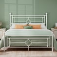 thumbnail image 2 of Einfach King Size Heavy Metal Bed with Vintage Headboard Pattern, White, 2 of 6