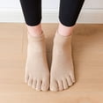 thumbnail image 5 of JNANEEI Women Men Grippy Yoga Crew Socks with Grippers Solid Color 5 Toe Separator Non Slip Sticky Hosiery for Barre Pilates, 5 of 19