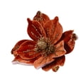thumbnail image 3 of CoreLiving 1 Pc Orange Velvet Glitter Poinsettia Artificial Flowers, Magnolia Floral Picks for Christmas Tree Decorations, Elegant Holiday Home Party Accents, 3 of 10