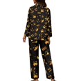 thumbnail image 2 of Renewold Halloween Scoop Neck Button Pajama Nightwear for Women 2 Pieces Breathable Pants & Pullover Tops Thermal Cozy Sleep Set Black Cats Pumpkins Loungewear Size L, 2 of 6