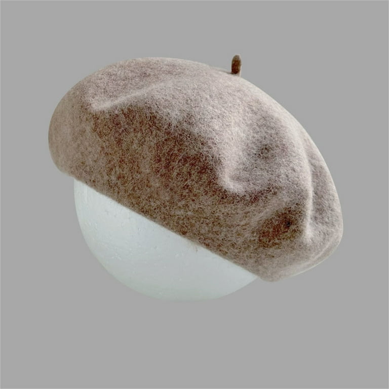 Women\'s Wool French Beret Hat Comfortable Solid Color Soft Beret Cap Brown French Beret-Classic Wool Beret Solid Color Womens Beret Cap  main image 2