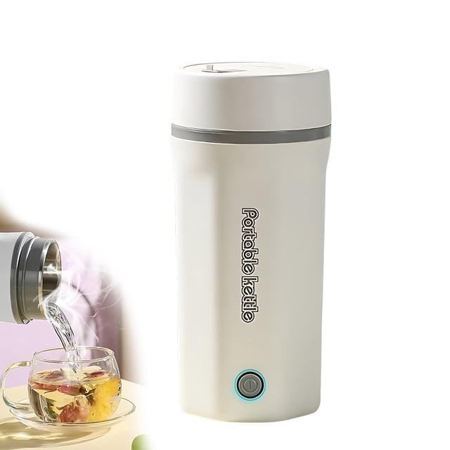 Hervidor Eléctrico de Viaje Portátil 500ML, Tetera Eléctrica de Viaje Caldera de Agua Caliente Personal Mini Taza, Hervidor de Agua Rápido Acero Inoxidable