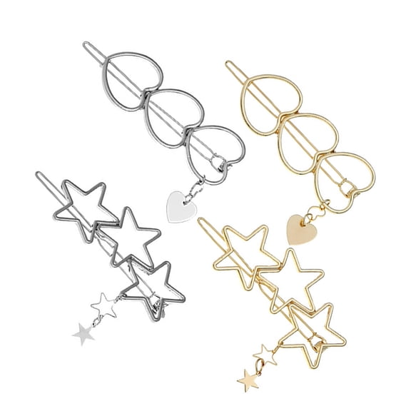 IBASETOY 4Pcs Plated Silver Alloy Star Hair Clips Decorative Bobby Pins Hair Side Clips Headdress for Party Wedding