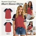 thumbnail image 6 of TEMOFON Summer Short Sleeve Tops for Women Color Block Casual Tunic Crew Neck Cute Striped T Shirts Pink Tees, 6 of 8