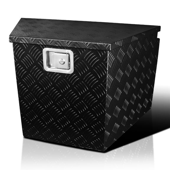 Spec-D Tuning 29x16x18 Truck Pickup Bed Utility Chest Aluminum Black Tool Box Trailer Storage W/ Lock Key