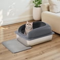 thumbnail image 6 of EDX Stainless Steel Cat Litter Box with Lid, XL Extra Large Cat Litter Box for Big Cats, High Wall Sides, Never Absorbs Odors, Anti-Urine Leakage, Easy Cleaning, Scoop and Mat Included, Dark Grey, 6 of 8