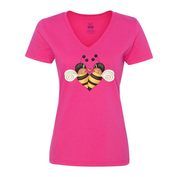 Inktastic Valentine's Day Bumble Bees Women's V-Neck T-Shirt