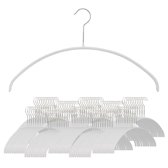 Perchas de acero antideslizantes MAWA Euro Series blancas, 130 unidades