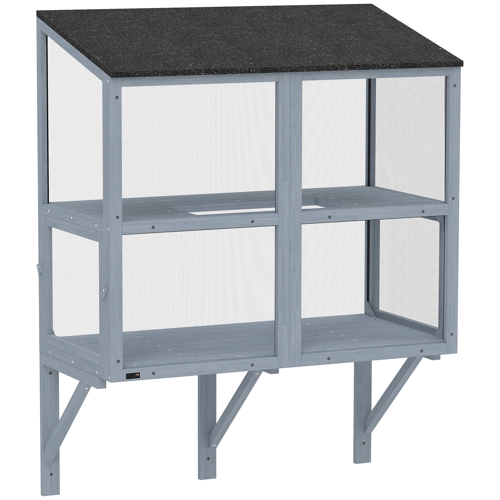 PawHut Catio Outdoor Cat Enclosure Window Box Outdoor Cat House with Waterproof Roof 39.4"L Gray