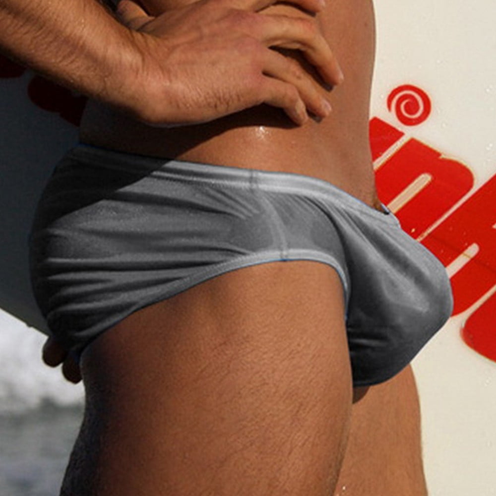 Men's Thin Transparent Low Waist Bikini Swimwear – Polyester – Solid Colors – Sizes M-XXL