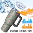 thumbnail image 5 of 40oz Pioneer Flower Floral Print Pattern Insulated Tumbler with Handle, BPA-Free Leak Proof Lid and Straws, Double Wall Vacuum, Hot 12h/Cold 34h, 5 of 6