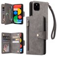 thumbnail image 1 of Case for Google Pixel 5 Magnetic Leather Zipper Wallet Cover Card Holder, 1 of 5