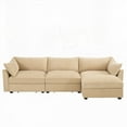 thumbnail image 2 of Modern Crescent-shaped 3-Seater Sectional Sofa with Chenille Fabric, 220×80×75cm, Hidden Storage, 2 of 21