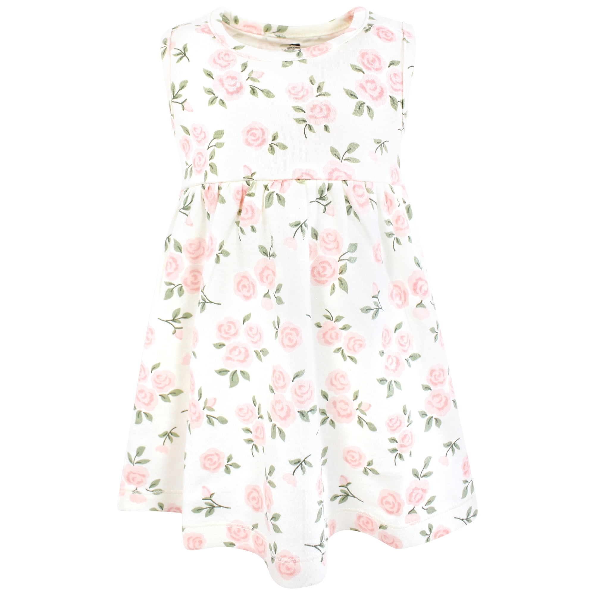 Hudson Baby Infant and Toddler Girls Cotton Dress and Cardigan Set, Soft Pink Sage Rose, 6-9 Months