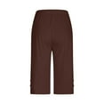 thumbnail image 3 of Plus Size Capris for Women New Women's Summer High Waisted Solid Color Capris Matching Slim Fitting Yoga Gym Pants Leggings Brown M, 3 of 9