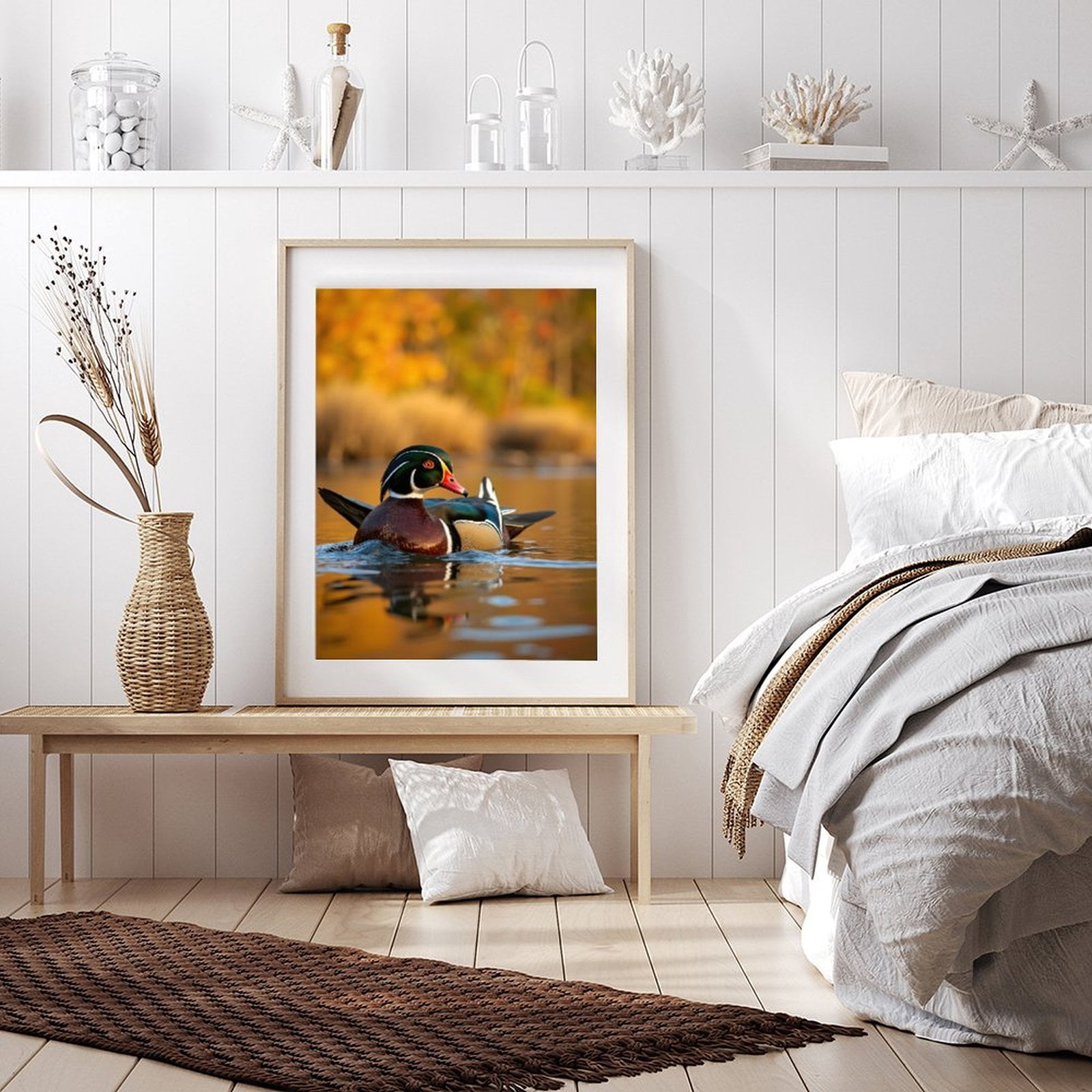Diamond Art Kit for Adults, Autumn Lake Duck Reflection Diamond Painting for Adults Beginners, 5D DIY Diamond Art Painting Kits, Colorful Diamond Painting Craft for Home Decor 12x16