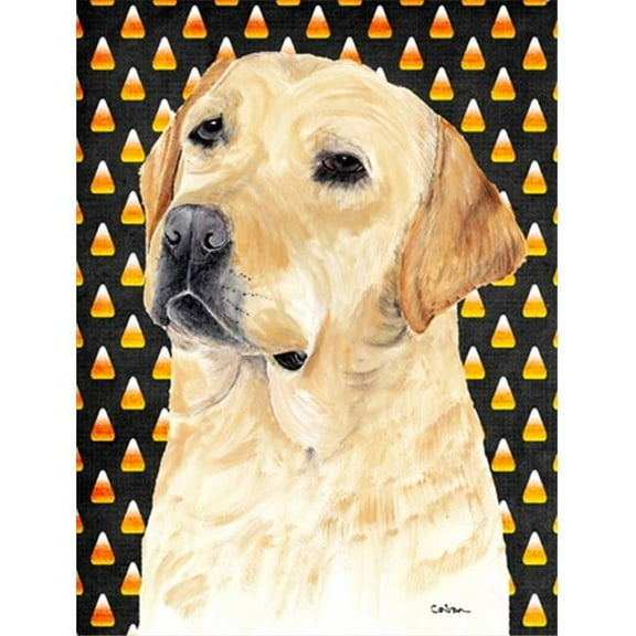 11 x 15 in. Labrador Yellow Candy Corn Halloween Portrait Garden Size Flag