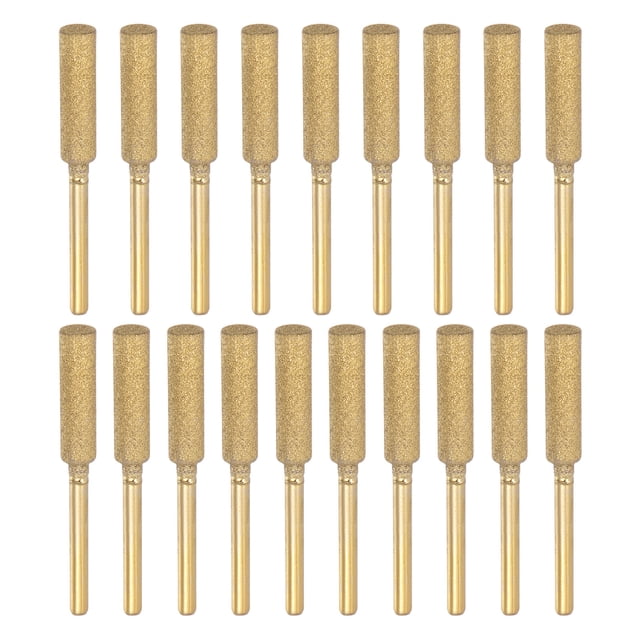 Unique Bargains 1/4 Inch Diamond Chainsaw Sharpener Sharpening Stone Grinding File, Gold 21 Pcs