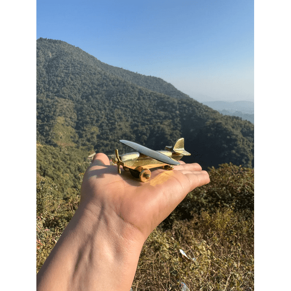 NamasteHimalayas Mini Brass Airplane – Vintage Aviation Decor & Collectible Model