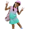 thumbnail image 6 of Girls' Clothing Sets Summer Outfits Size 7-8 Two Piece Outfits Cute Preppy Clothing Sets Casual Tank Top and Y2K Skirts Sport Activewear Cyan 11-12 Years, 6 of 7