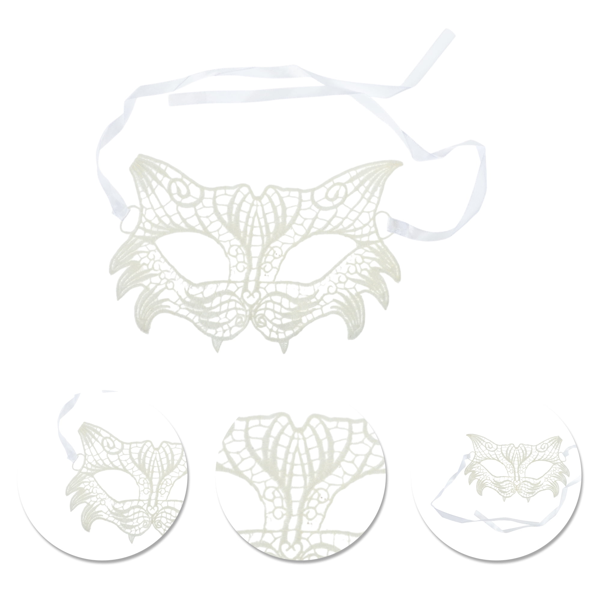 Unique Bargains 1 Pack Elegant Lace Half Face Party Mask White Pattern 3