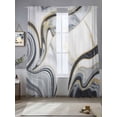 thumbnail image 2 of White Grey Marble Sheer Curtains 108 Inch Length 2 Panels Set Window Treatments, Modern Abstract Art Ink Painting Rod Pocket Semi Curtains for Living Room/Bedroom/Kitchen Décor, 104"W x 108"L, 2 of 7