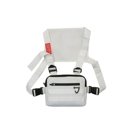 KGOTA Unisex Vest Chest Bag Oxford Cloth Waistcoat Hip Hop Shoulder Pouch (White)