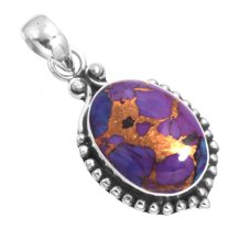 925 Sterling Silver Pendant For Chain Necklace For Women Copper Purple Turquoise Gemstone Silver Pendant Simple Silver Pendant Friendship Day Gift For Wife 925 Silver Gemstone Jewelry