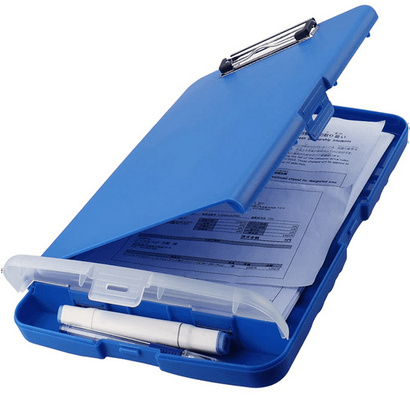 Clip Board Organizer Clipboards with Storage Nursing Clipboard Foldable File Folder Plastic (Blue)