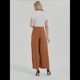 thumbnail image 5 of Pantalones Palazzo Largos de Pierna e Informales de Cintura Alta para Mujer, Talla Regular Color Camello L, 5 of 8
