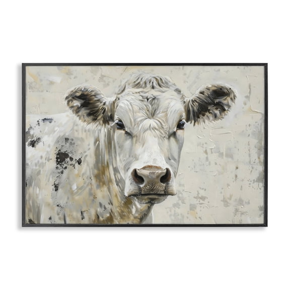 Stupell Industries Rustic Lodge Neutral Cow Portrait Black Framed Giclee Art, 18 x 12, by LSR Design Studio