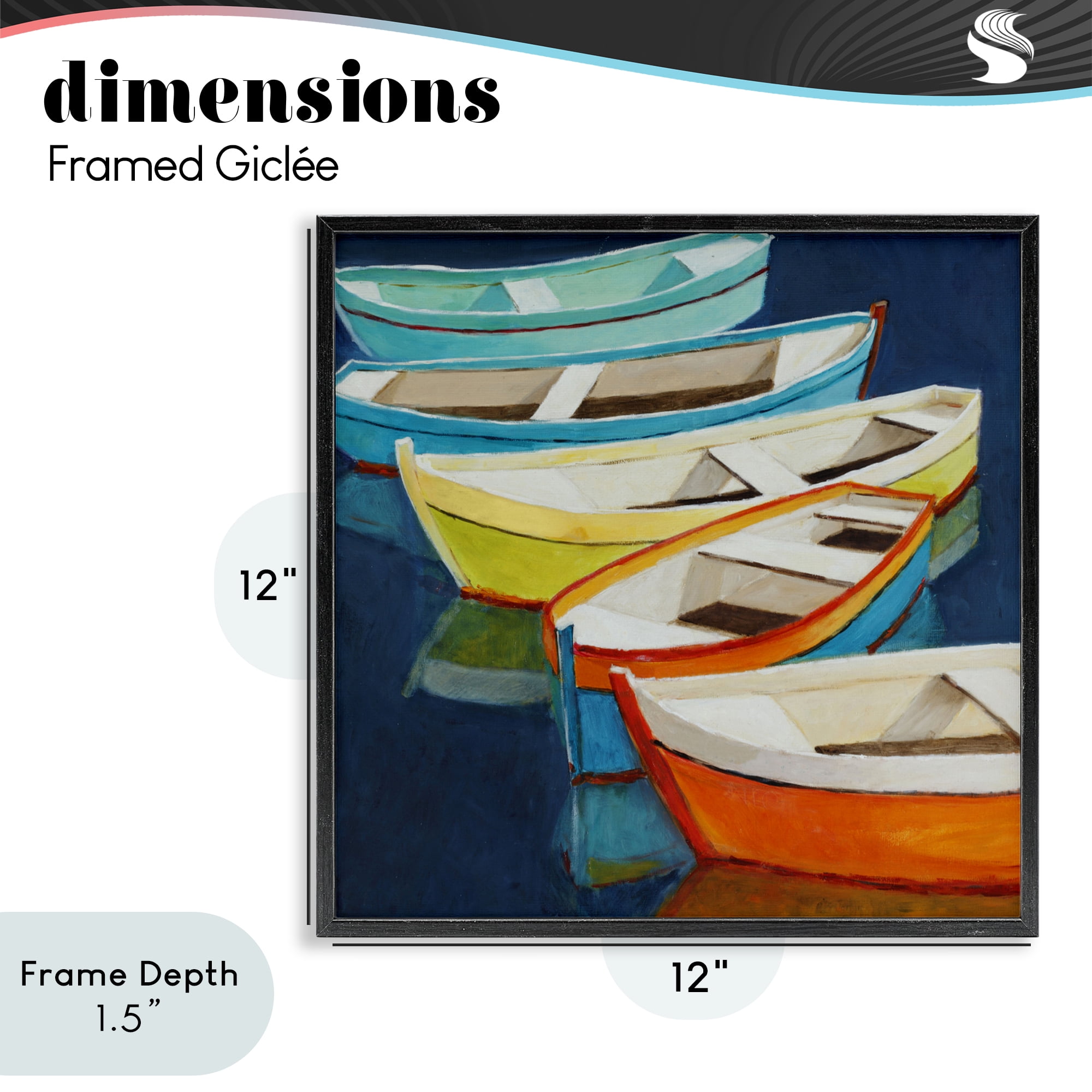 Stupell Industries Serene Rowboats in Summer Black Framed Giclee Art, design by Lorenzo Collective