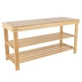 thumbnail image 7 of Bamboo Shoe Rack Bench with 2 Shelves-Eco-Friendly Natural Wood Seat Storage and Organization-For Bedroom, Entryway, Hallways, Closets by Lavish Home, 7 of 7